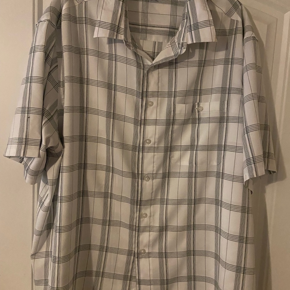 George Men's White and Black Checkered Shirt 3X